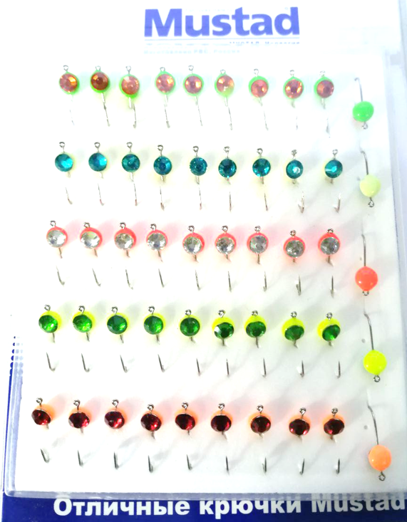 Мормышка РВС Mustad тип 54 корюшка с камнем на фосфоре Мормышка РВС Mustad тип 54 корюшка с камнем на фосфоре