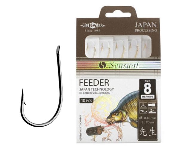 Крючок с поводком Mikado Sensual Feeder BN 0.14мм 70см №8 Крючок с поводком Mikado Sensual Feeder BN 0.14мм 70см №8