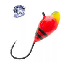 Мормышка вольфрамовая Lumicom Капля с ушком обмазка с камнем d4.0мм (RBLd, красная-винт )
