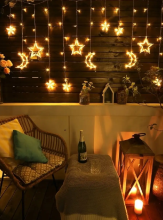 Гирлянда занавес светодиодная Звезда и Полумесяц 3м (Желтый)