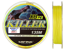 Плетеный шнур Mifine Killer X8pe 135м желтый