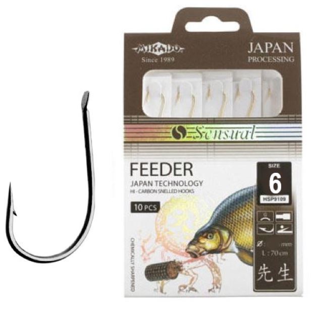 Крючок с поводком Mikado Sensual Feeder BN 0.20мм 70см №6 Крючок с поводком Mikado Sensual Feeder BN 0.20мм 70см №6