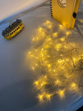 Гирлянда занавес светодиодная с фигурами Олень-Елка-Колокольчик 3м*0,7см (Желтый)