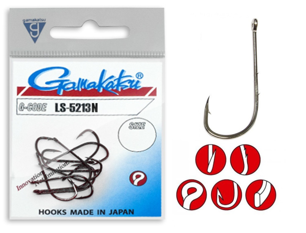 Крючок одинарный Gamakatsu LS-5213N Nickel №8 Крючок одинарный Gamakatsu LS-5213N Nickel №8