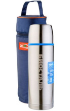 Термос Biostal-Авто 1,2л с узким горлом c двумя пробками с термочехлом