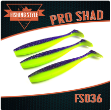 Приманка силиконовая Fishing Style Pro Shad 5" 126мм (036, Violet Lime)