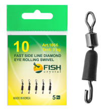 Коннектор с вертлюгом Fish Crystal Fast Side Line Diamond Eye Rolling Swivel