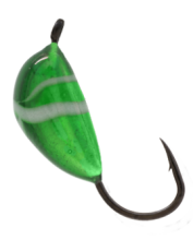 Мормышка вольфрамовая Lumicom Банан с ушком обмазка-винт d4.0мм (GBL, зелёная-винт)