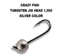 Джиг - головка Crazy Fish вольфрамовая 1,35г  (S, Серебро)