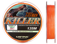 Плетеный шнур Mifine Killer X8pe 135м оранжевый