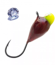 Мормышка вольфрамовая Lumicom Капля с ушком обмазка с камнем d3.2мм (RUd, вишневая)