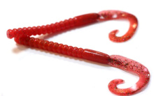 Приманка силиконовая Червь одноцветная (023, Малиновый с блестками)