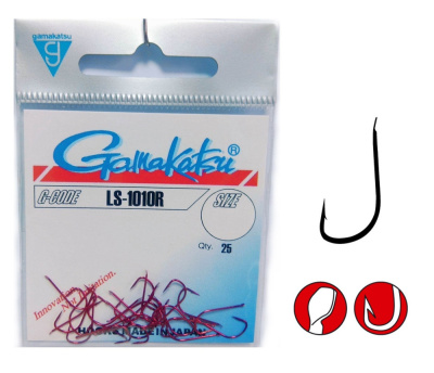 Крючки Gamakatsu LS-1010R, №6, Red, (25шт)