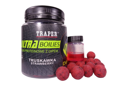 Бойлы Traper Ultra, 16mm, 100g +dip 10g, Truskawka