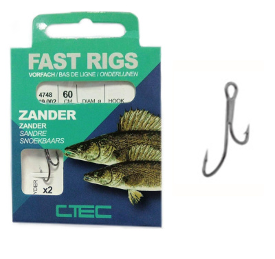 Двойник + поводок Spro C-Tec Zander Ryder, 60cm, 0.20mm, №4 (10шт)