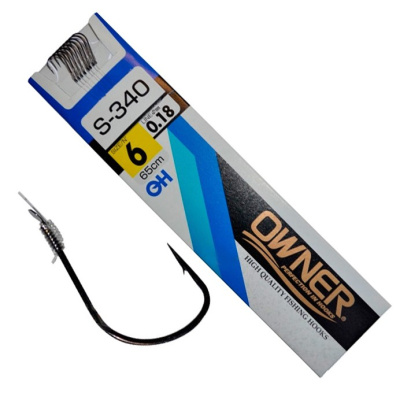 Крючки Owner+поводок 0.12mm, S-340, №12, 65cm