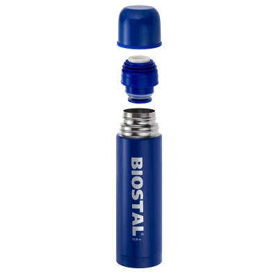 Термос Biostal, 0,75л (NB750C-B), c узким горлом, с кнопкой (синий)
