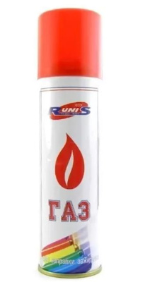 Газ Runis для зажигалок металлический баллон белый с насадками 270мл¶